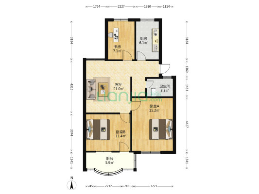 广安新村 3室1厅1卫 81平方