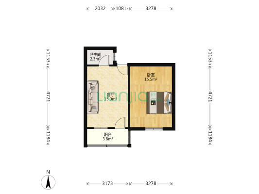 桃花坞新村八区 1室1厅1卫 46平方