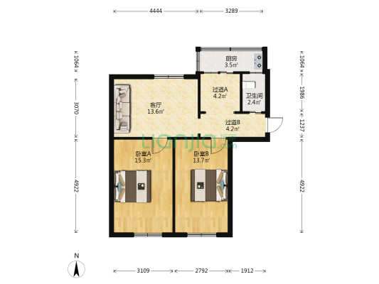工行小区 2室1厅1卫 71平方