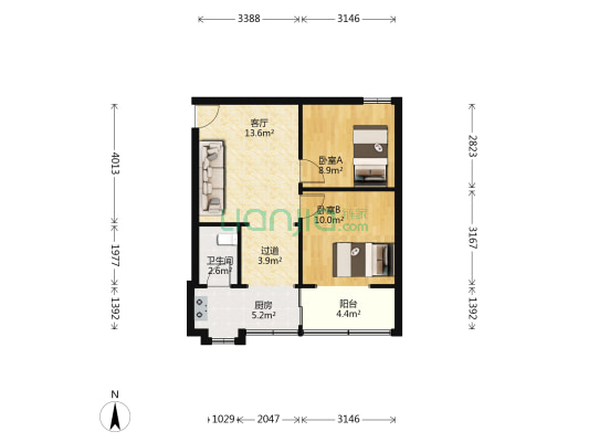 银沙正街41号 2室1厅1卫 50平方
