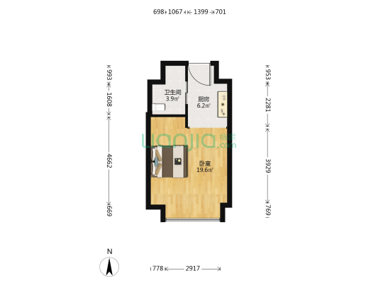 绿地海珀天润 1室0厅1卫 56平方