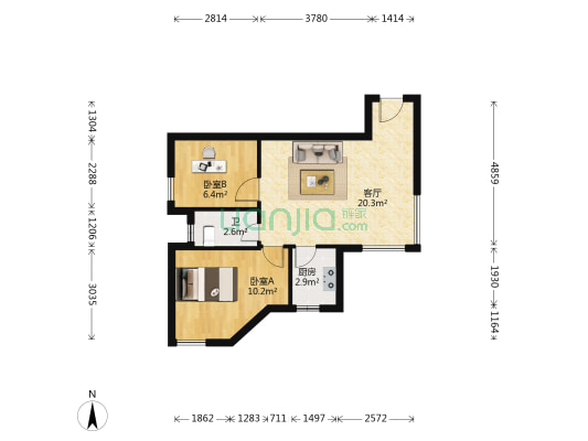 华城泊郡 2室1厅1卫 58平方