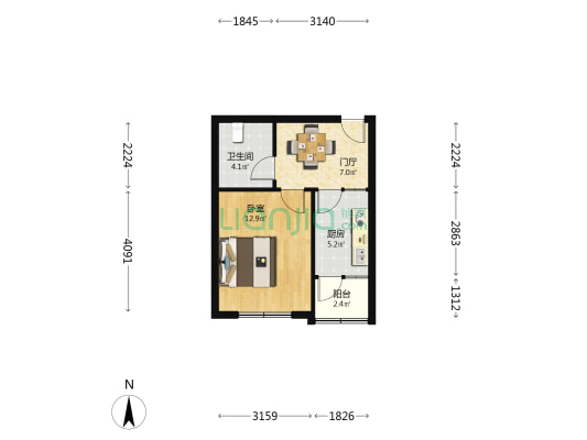 凤凰山南路6号 1室0厅1卫 78平方