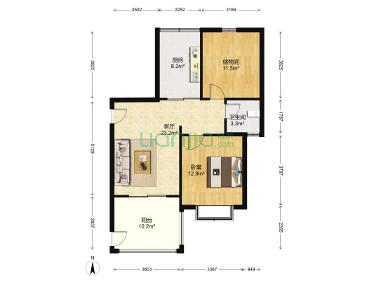 郑东名筑 1室1厅1卫 97平方