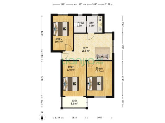 晋公桥 3室1厅1卫 75平方
