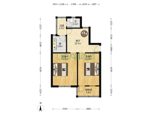 陈家门小区 2室1厅1卫 52平方