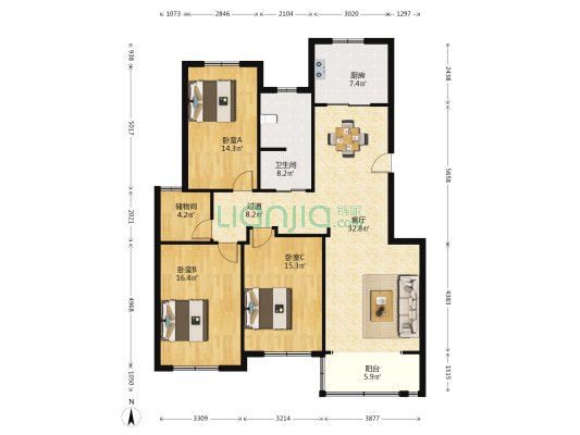 石牌四村 3室1厅1卫 146平方