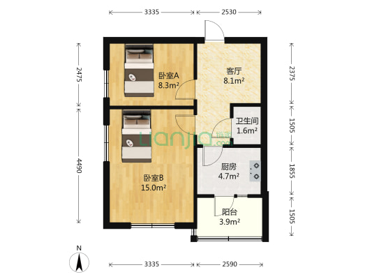 绥中楼 2室1厅1卫 56平方