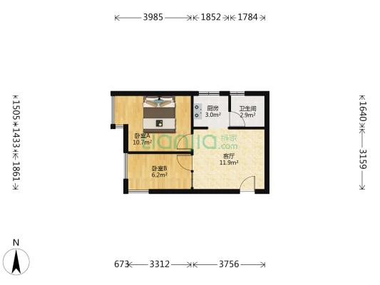 博业楼 2室1厅1卫 46平方