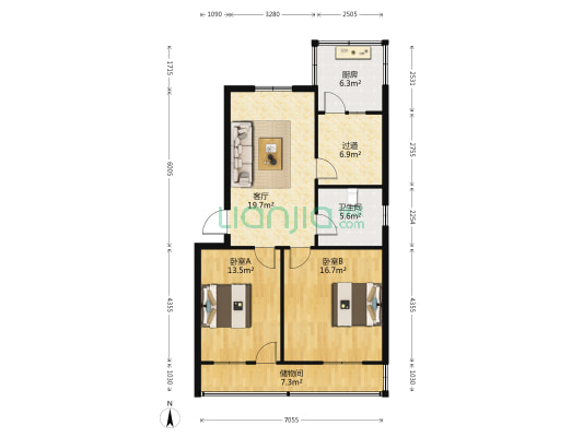 丁庄乡政府宿舍楼小区 2室1厅1卫 93平方