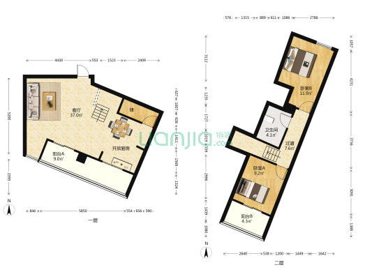 绿地海长流一期 2室1厅1卫 94平方