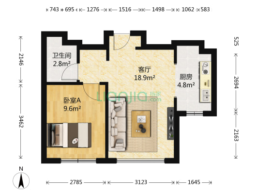 万成御园 1室1厅1卫 58平方