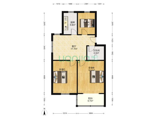 梅荆花苑一、二期 3室1厅1卫 93平方