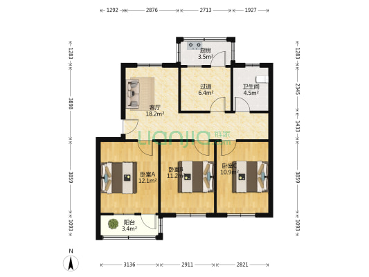 许昌县五交化居民小区 3室1厅1卫 83平方