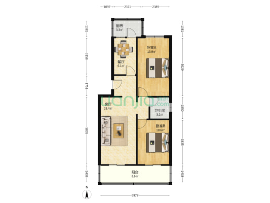 居阳里 2室2厅1卫 84平方