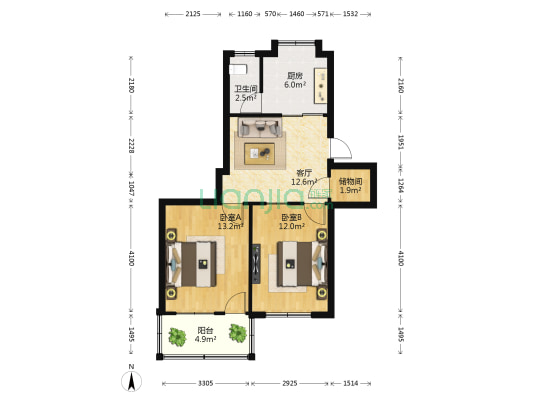 文教路 2室1厅1卫 62平方