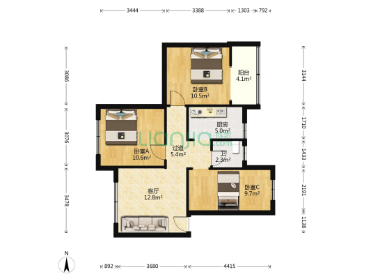 龙吉街散排 3室1厅1卫 72平方