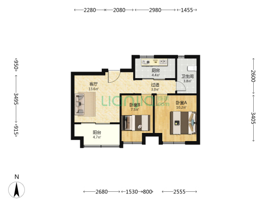 尚乐苑 2室1厅1卫 70平方