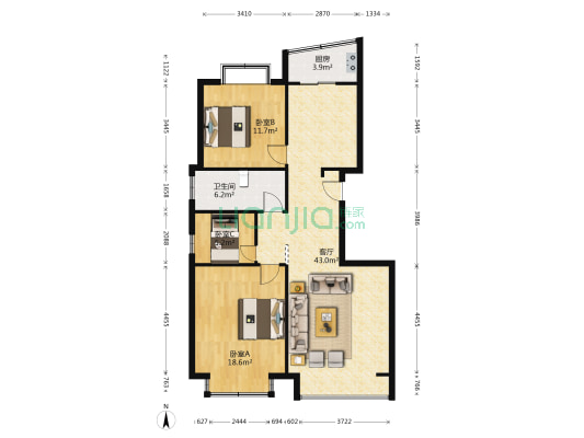 文兴苑(小店区) 3室1厅1卫 122平方