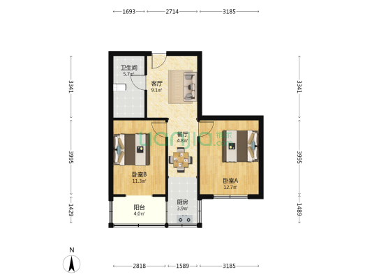 春达街 2室2厅1卫 69平方