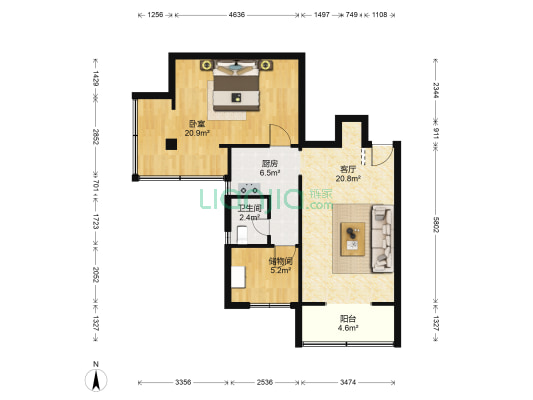 尖山街 1室1厅1卫 71平方