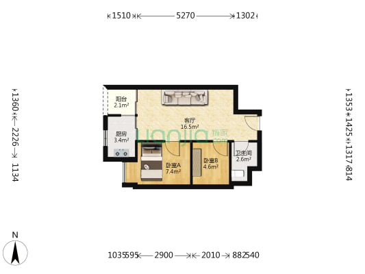 祈福缤纷汇 2室1厅1卫 50平方