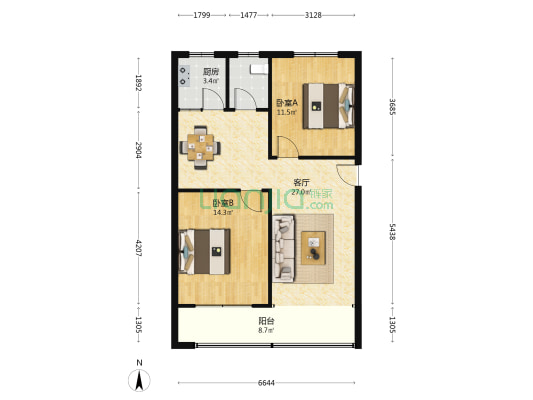 华康药品站家属院 2室1厅1卫 81平方