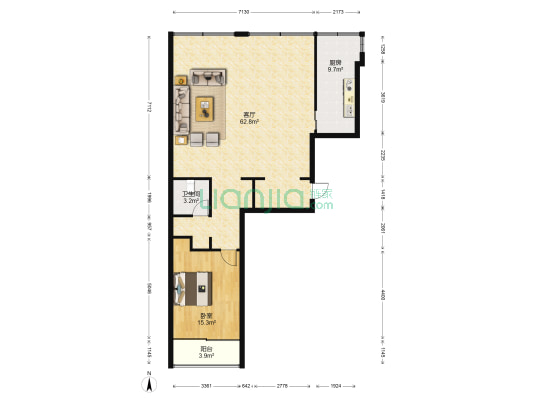 蓝天商业中心 1室1厅1卫 122平方