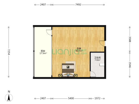 凯瑞大厦 1室0厅1卫 105平方