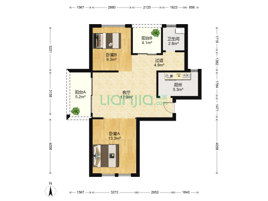 德嘉金沙阳光 2室1厅1卫 85平方
