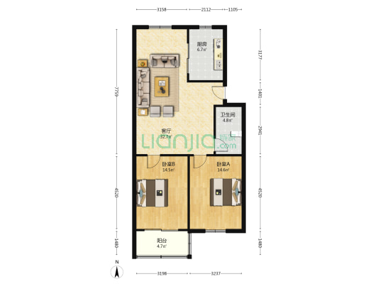 新建中路470弄 2室1厅1卫 93平方