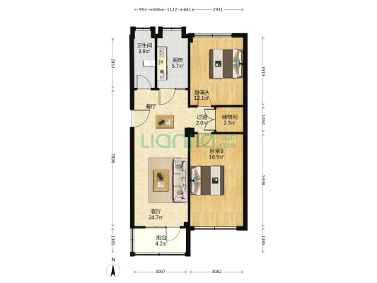 庐江路98号 2室1厅1卫 85平方