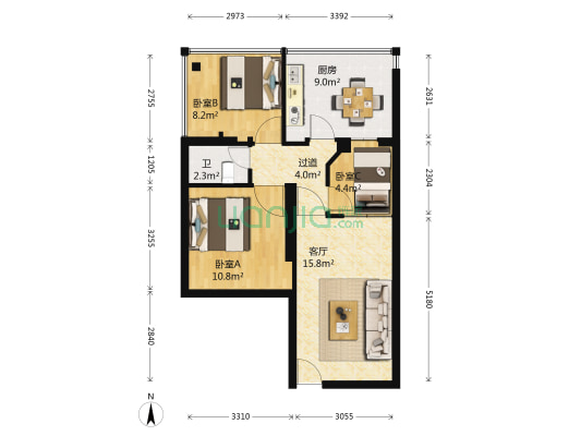 定安路 3室1厅1卫 48平方