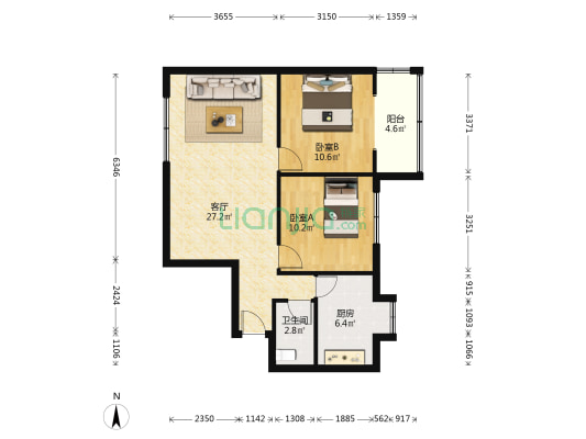 菜袁路 2室1厅1卫 73平方