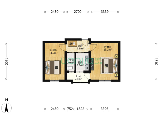 测绘院宿舍 2室1厅1卫 50平方