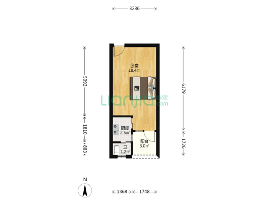 紫云小区 1室0厅1卫 15平方