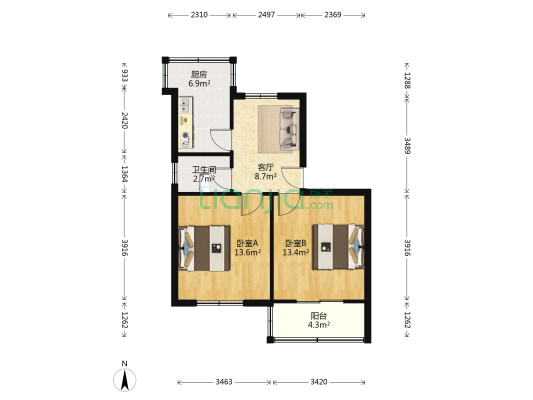 双丰小区 2室1厅1卫 65平方