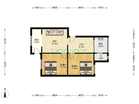 交通局宿舍 2室1厅1卫 62平方