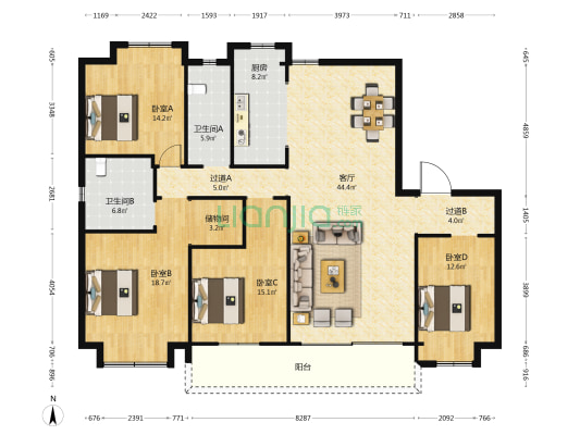云樾兰庭 4室1厅2卫 183平方