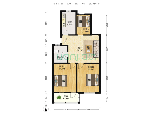 冶南路教工宿舍 3室1厅1卫 78平方