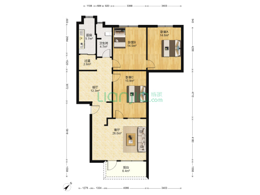 襄州区直机关幼儿园家属院 3室2厅1卫 117平方