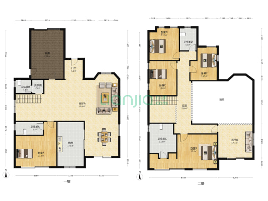 罗山绿洲 5室2厅5卫 333平方