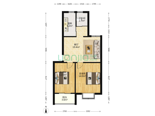 泰和文苑 2室1厅1卫 72平方
