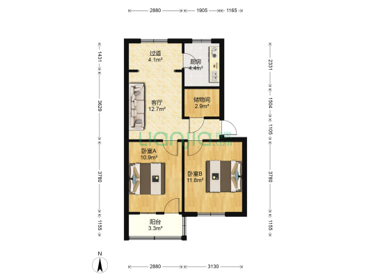外贸包装公司家属院 2室1厅0卫 60平方