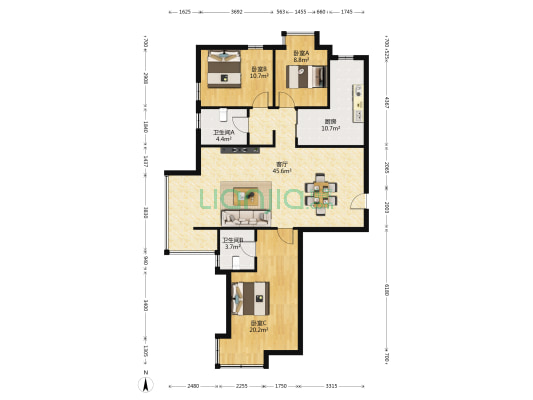 星月湖 3室1厅2卫 141平方
