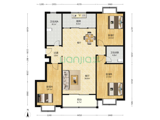 金屋小区 3室1厅2卫 140平方