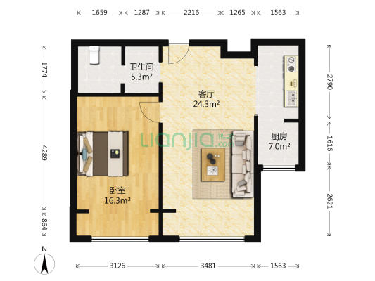 壹品漫谷 1室1厅1卫 63平方