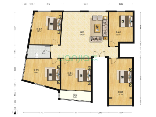 中山西路33号 5室1厅1卫 223平方