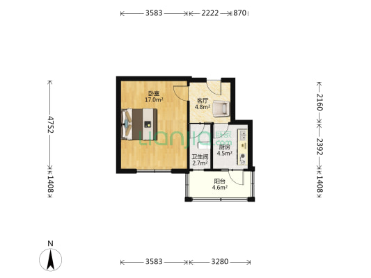 玫苑家园 1室1厅1卫 38平方
