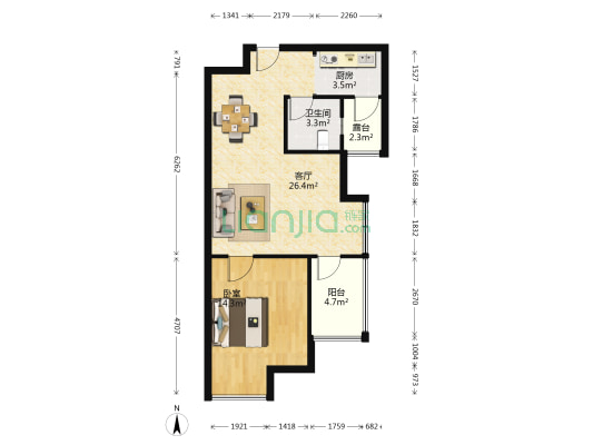 吴宫丽都 1室1厅1卫 65平方